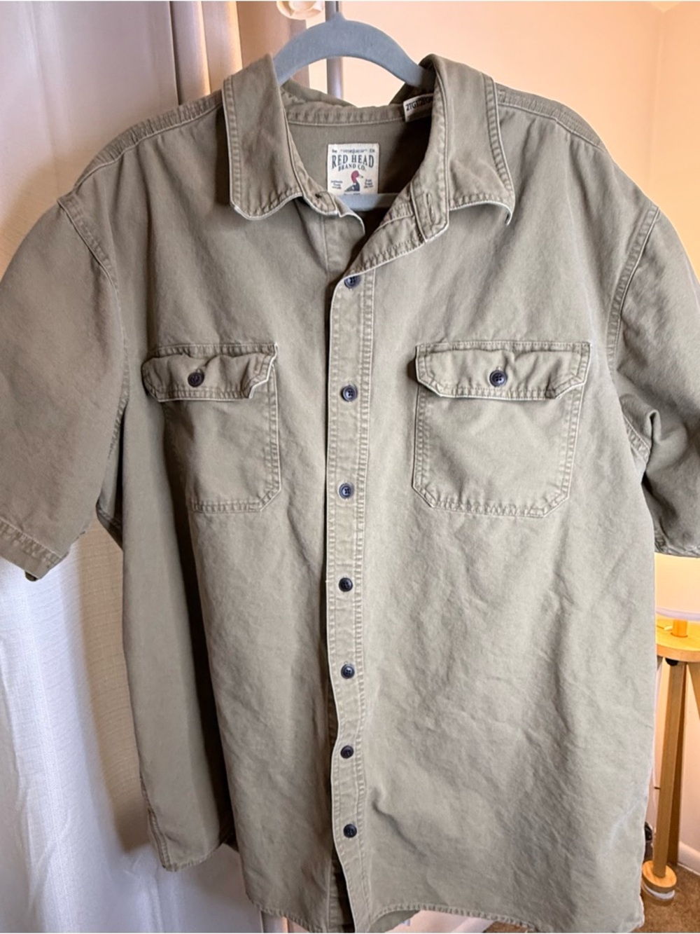 Men’s Red Head tan short sleeve canvas heavy duty outdoors fish work shirt 2XLT